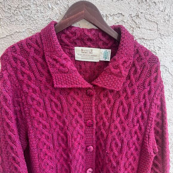 Aran Sweater Market Cable Knit Cardigan Size Women’s Medium - Picture 4 of 5